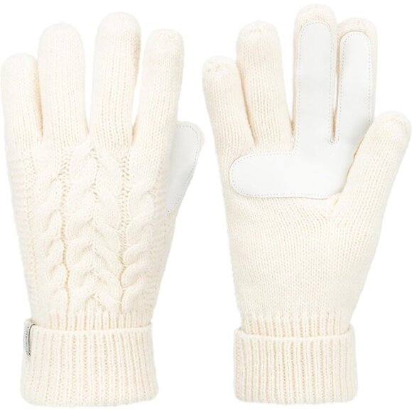Womens Cable Knit Acrylic Gloves Touchscreen Warm Grip Stylish Ivory